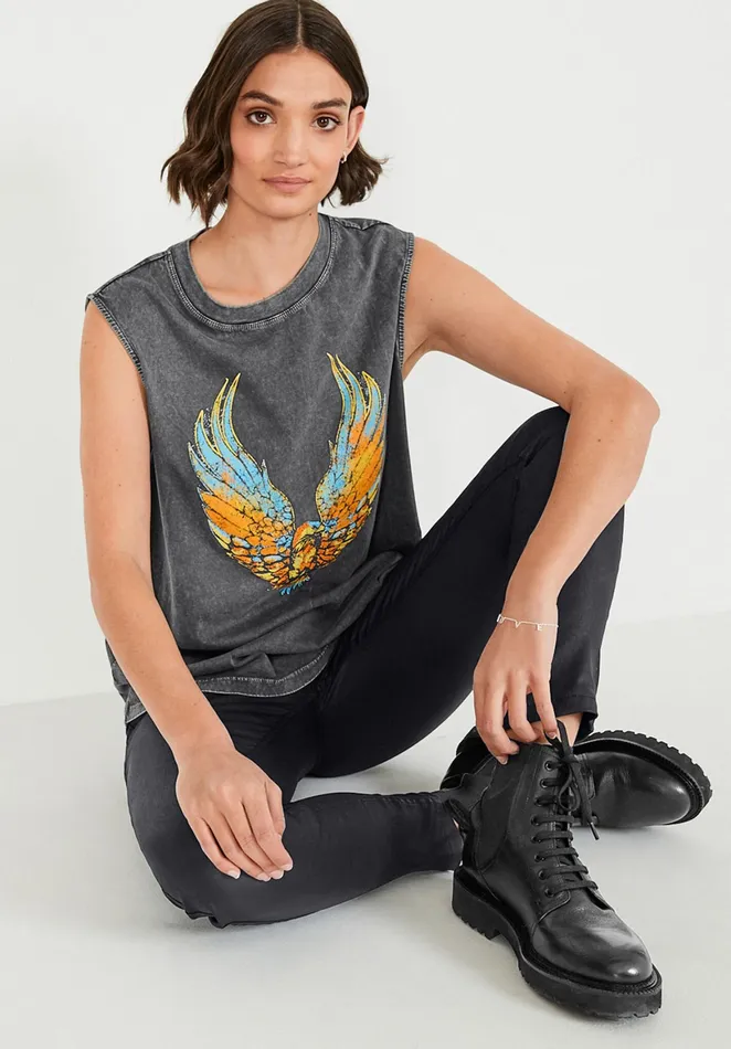 Tops and TShirts Women Hush Eagle Oversized Vest Top Ebony