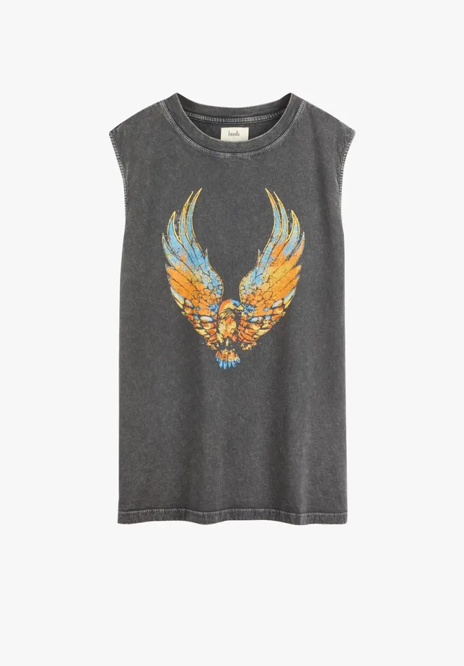 Tops and TShirts Women Hush Eagle Oversized Vest Top Ebony