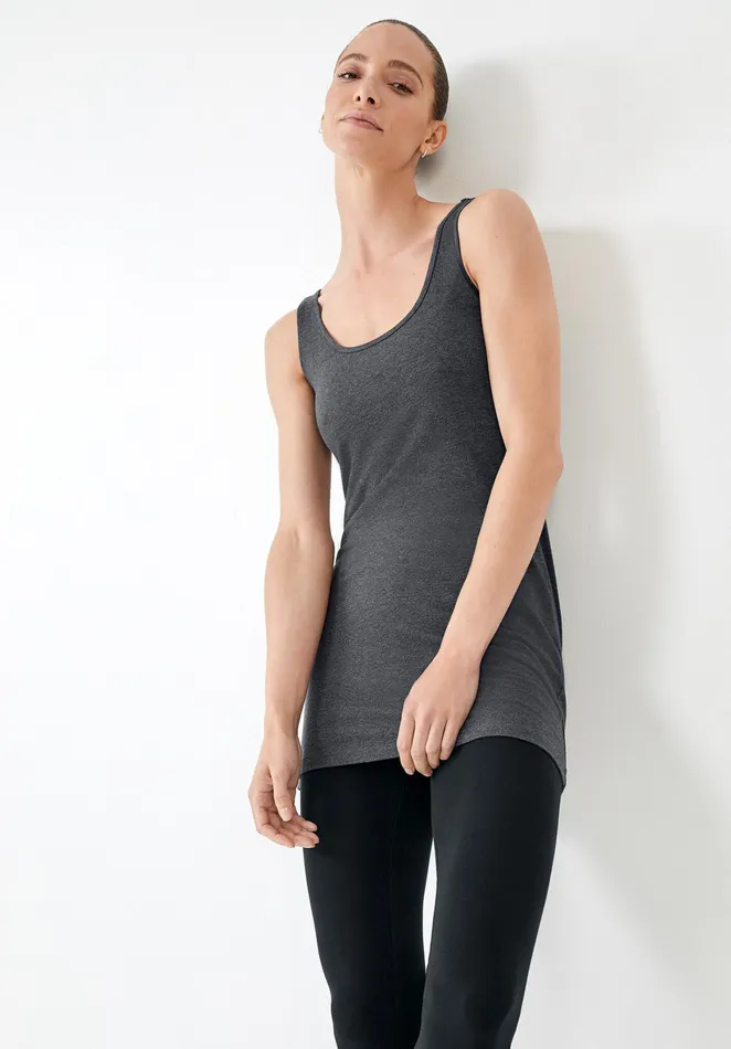 Tops and TShirts Women Hush Longline Tank Top Charcoal Marl