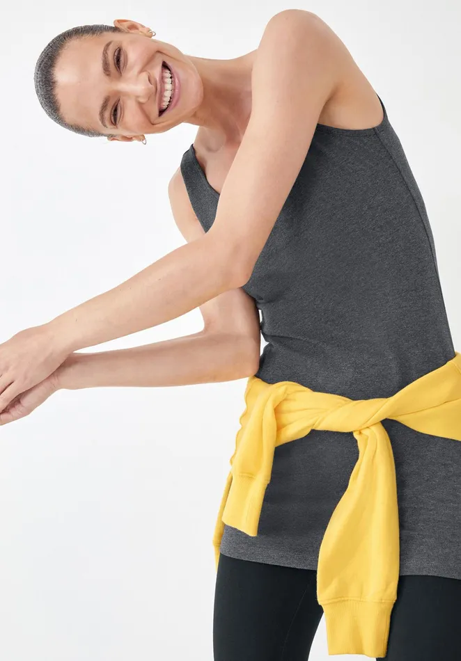 Tops and TShirts Women Hush Longline Tank Top Charcoal Marl