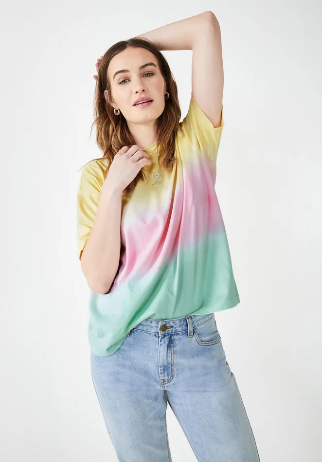 Tops and TShirts Women Hush Ombre Boyfriend TShirt Soft Rainbow Ombre