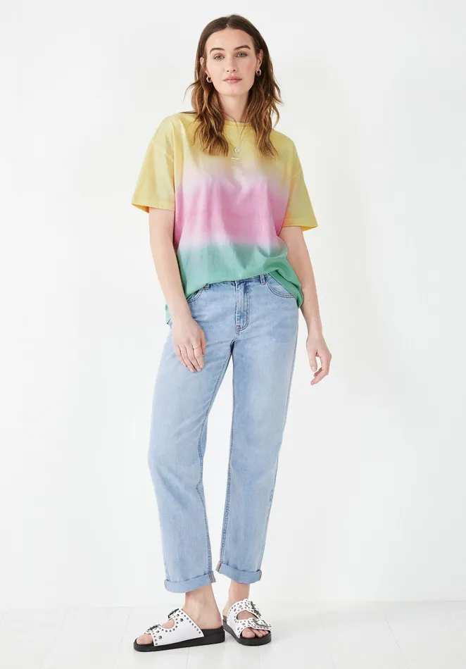 Tops and TShirts Women Hush Ombre Boyfriend TShirt Soft Rainbow Ombre