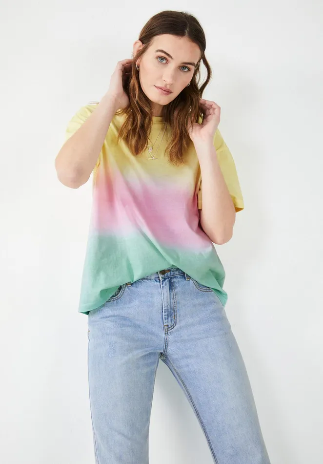 Tops and TShirts Women Hush Ombre Boyfriend TShirt Soft Rainbow Ombre