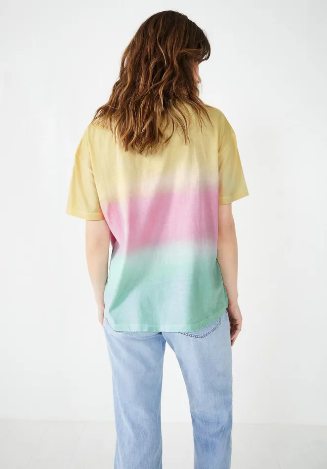 Tops and TShirts Women Hush Ombre Boyfriend TShirt Soft Rainbow Ombre