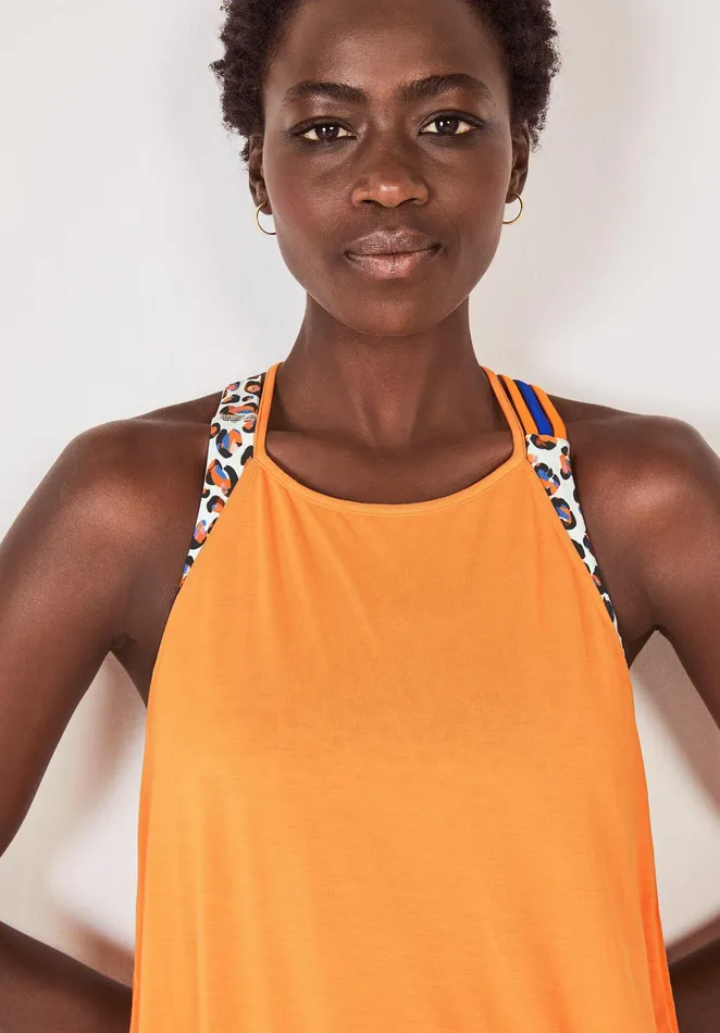 Tops and TShirts Women Hush Strappy Racerback Vest Orange