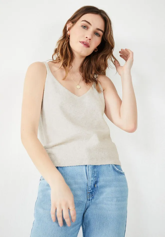 Tops and TShirts Women Hush Yas Knitted Bralette Palest Grey Marl