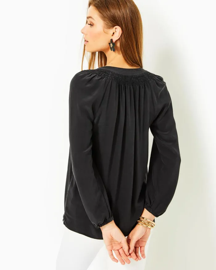 Tops WomenHome and Gifts Lilly Pulitzer Elsa Silk Top Onyx