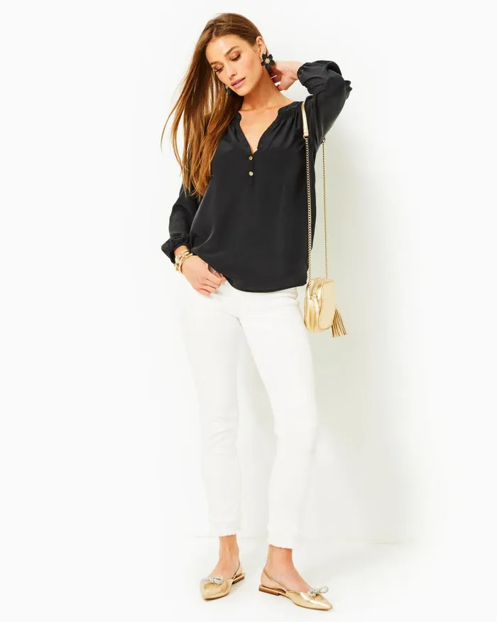 Tops WomenHome and Gifts Lilly Pulitzer Elsa Silk Top Onyx Tops WomenHome and Gifts Lilly Pulitzer Elsa Silk Top Onyx