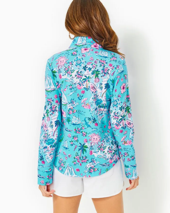Tops WomenHome and Gifts Lilly Pulitzer UPF 50 Leona ZipUp Jacket Amalfi Blue Lillys Roadtrip