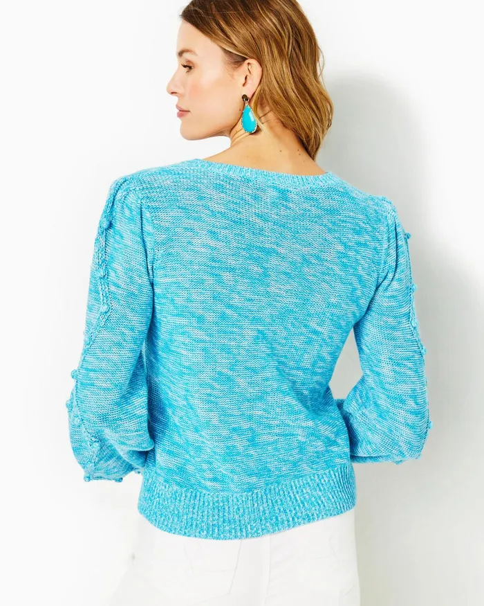 Tops Women Lilly Pulitzer Attie Crewneck Sweater Aqua Palma Marl