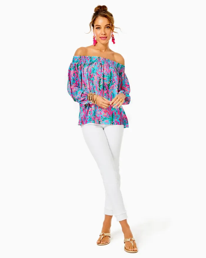 Tops Women Lilly Pulitzer Bowen Halter Top Soleil Pink Palm Paradise Engineered Knit Top Tops Women Lilly Pulitzer Bowen Halter Top Soleil Pink Palm Paradise Engineered Knit Top