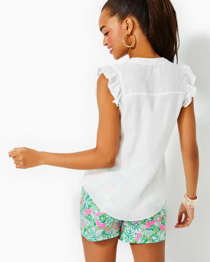 Tops Women Lilly Pulitzer Briette Button Down Top Resort White