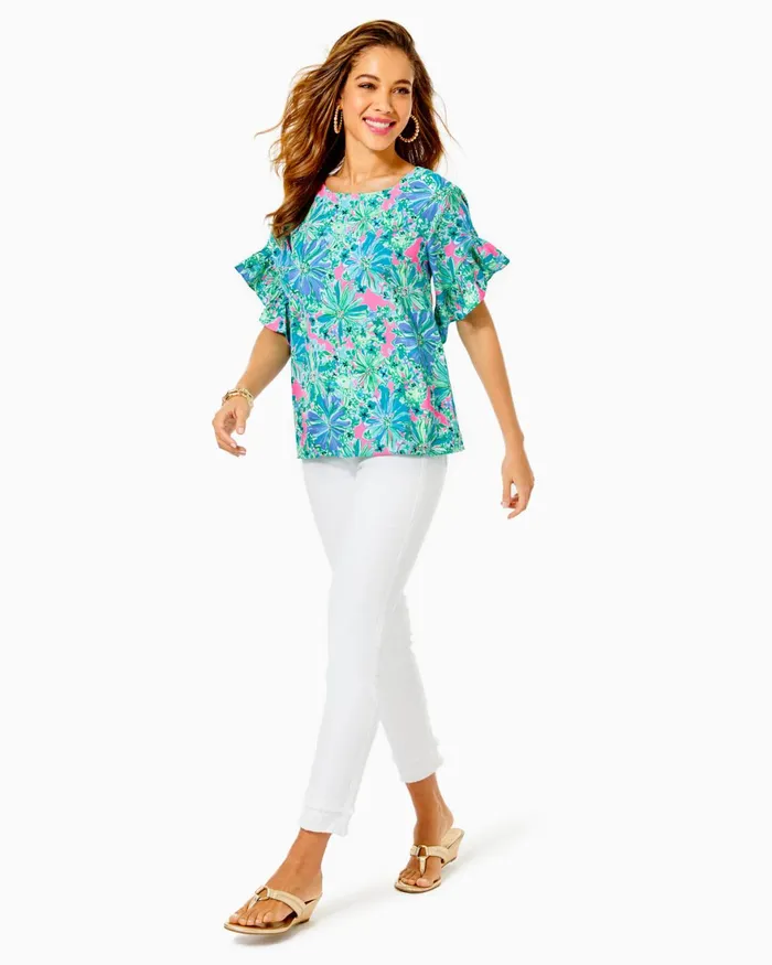 Tops Women Lilly Pulitzer Darlah Lileeze Top Soleil Pink Good Hare Day Tops Women Lilly Pulitzer Darlah Lileeze Top Soleil Pink Good Hare Day