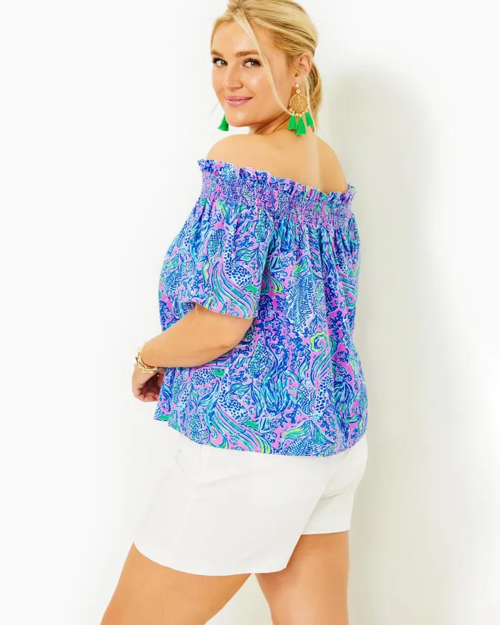 Tops Women Lilly Pulitzer Leanne OffTheShoulder Linen Top Lilac Rose We Mermaid It Tops Women Lilly Pulitzer Leanne OffTheShoulder Linen Top Lilac Rose We Mermaid It