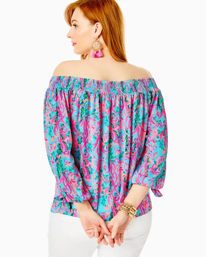 Tops Women Lilly Pulitzer Maryellen OffTheShoulder Top Multi Seaweed Samba Tops Women Lilly Pulitzer Maryellen OffTheShoulder Top Multi Seaweed Samba