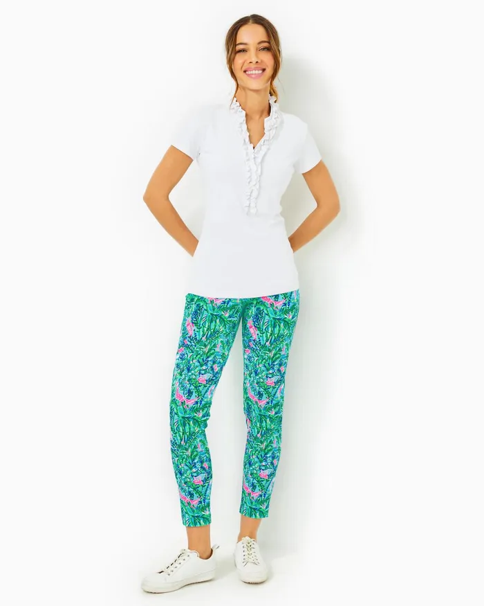 Tops Women Lilly Pulitzer UPF 50 Luxletic Frida Puff Sleeve Polo Cabana Green Tops Women Lilly Pulitzer UPF 50 Luxletic Frida Puff Sleeve Polo Cabana Green