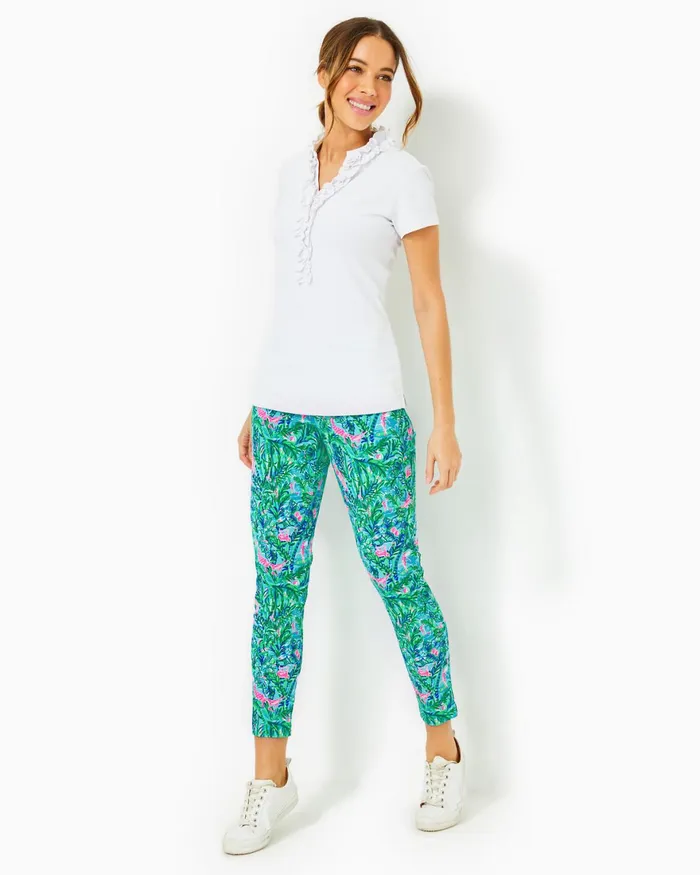 Tops Women Lilly Pulitzer UPF 50 Luxletic Frida Puff Sleeve Polo Cabana Green Tops Women Lilly Pulitzer UPF 50 Luxletic Frida Puff Sleeve Polo Cabana Green