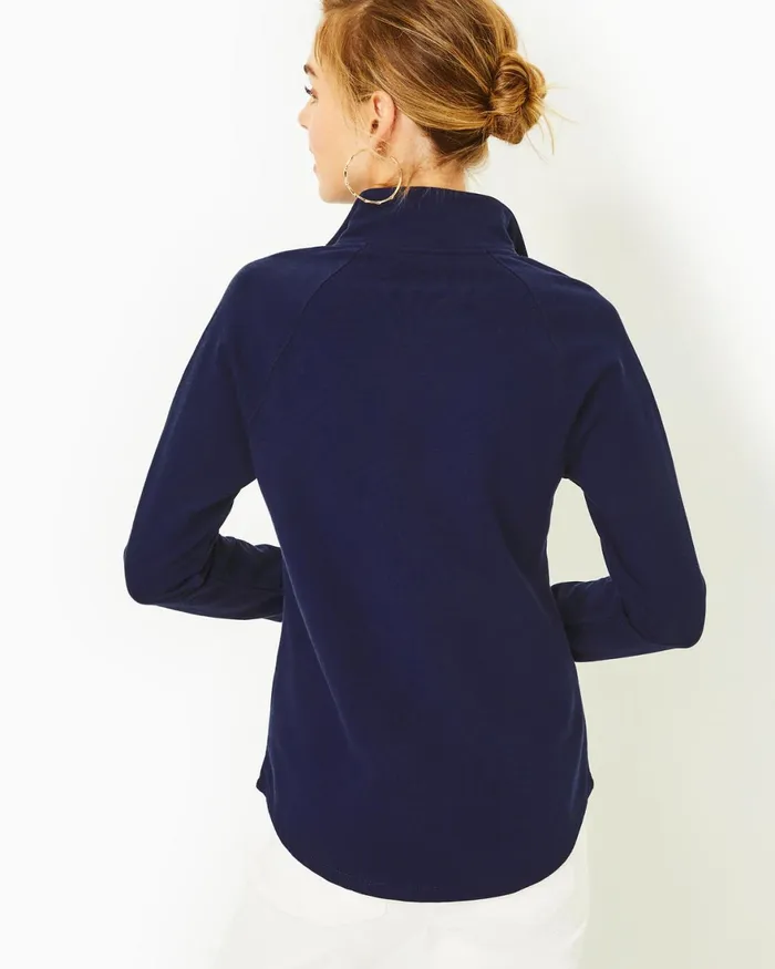 Tops Women Lilly Pulitzer UPF 50 Skipper Popover True Navy