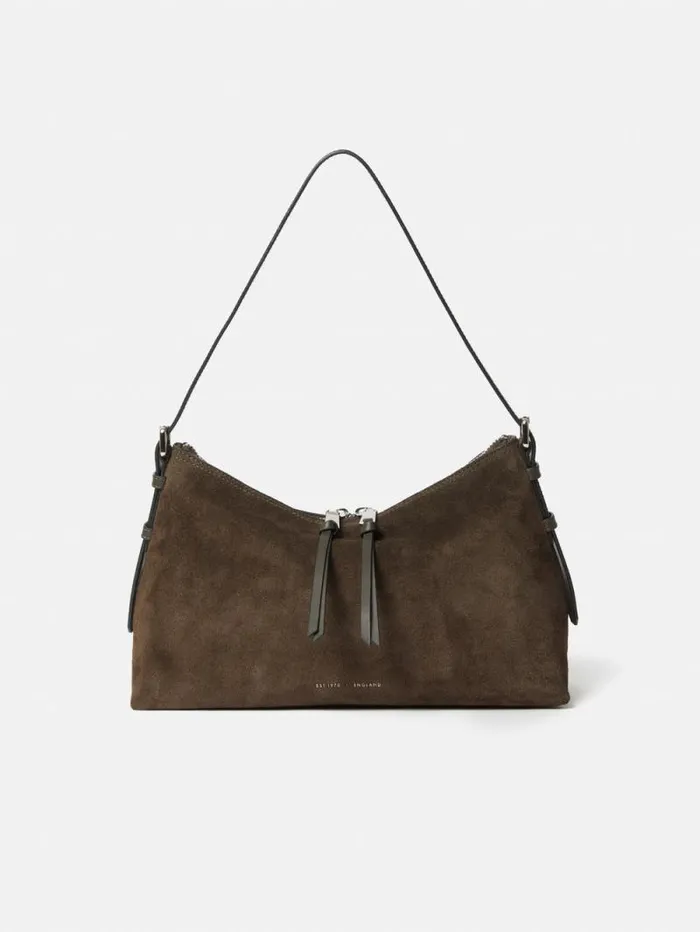 Trafalgar Suede Shoulder Bag Khaki Women Jigsaw Leather