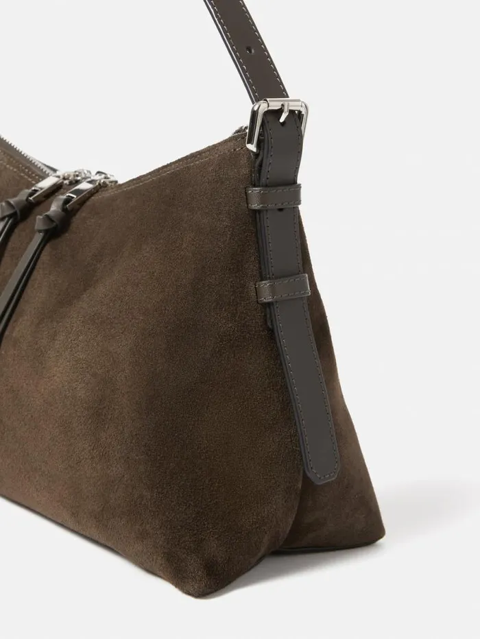 Trafalgar Suede Shoulder Bag Khaki Women Jigsaw Leather