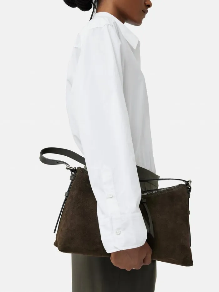 Trafalgar Suede Shoulder Bag Khaki Women Jigsaw Leather