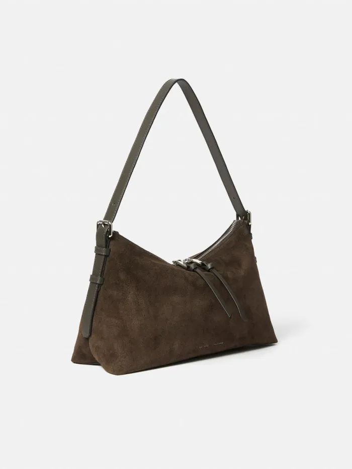 Trafalgar Suede Shoulder Bag Khaki Women Jigsaw Leather