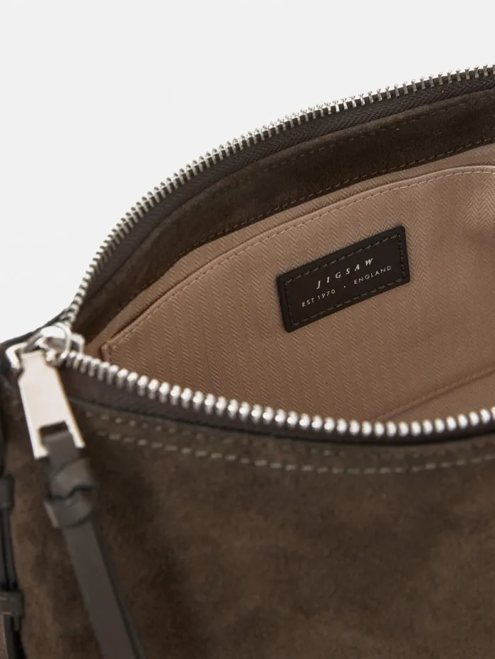 Trafalgar Suede Shoulder Bag Khaki Women Jigsaw Leather