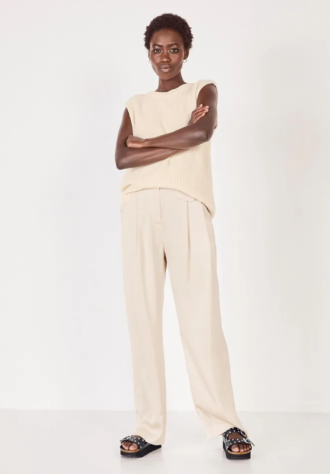 Trousers Women Hush Carine Wide Leg Satin Trousers Off White