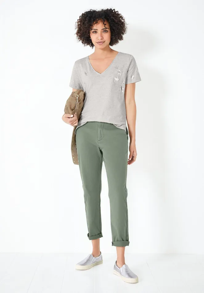 Trousers Women Hush StretchCotton Girlfriend Chinos Washed Green