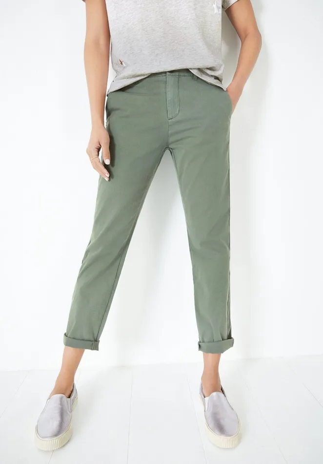 Trousers Women Hush StretchCotton Girlfriend Chinos Washed Green