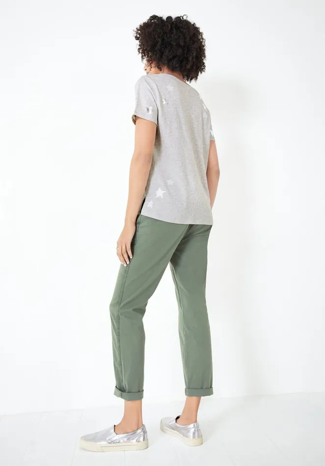 Trousers Women Hush StretchCotton Girlfriend Chinos Washed Green