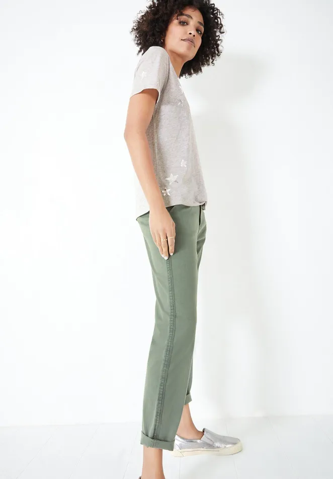 Trousers Women Hush StretchCotton Girlfriend Chinos Washed Green
