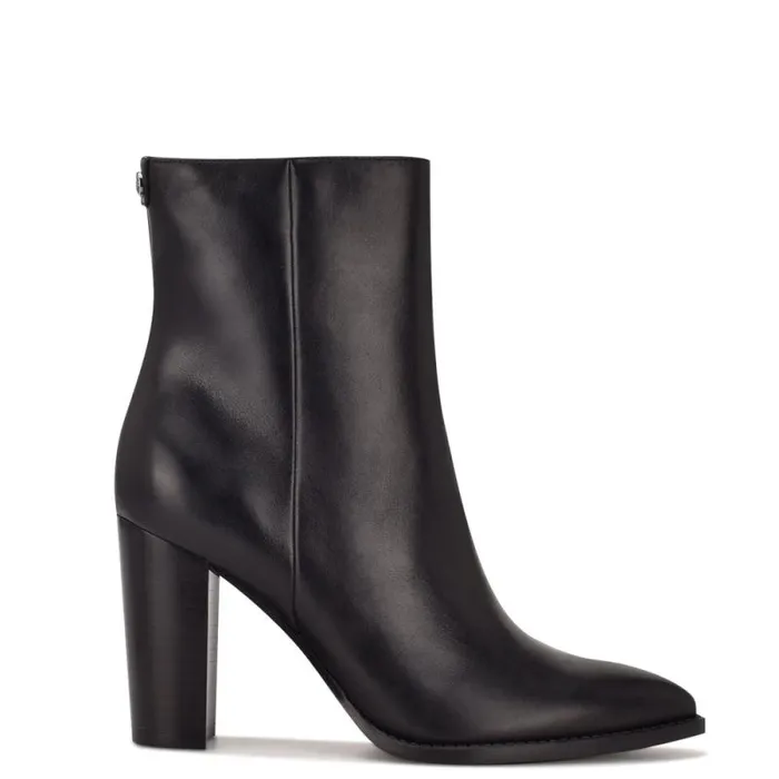 Tryme 92159 Heeled Booties Black Leather Women Nine West Boots and Booties