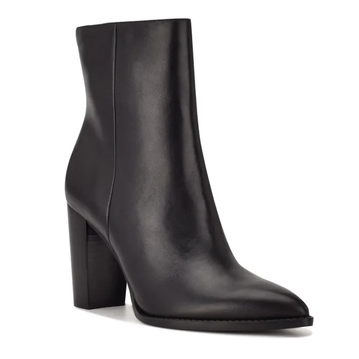 Tryme 92159 Heeled Booties Black Leather Women Nine West Boots and Booties Tryme 92159 Heeled Booties Black Leather Women Nine West Boots and Booties
