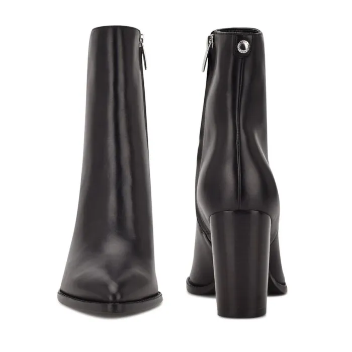 Tryme 92159 Heeled Booties Black Leather Women Nine West Boots and Booties Tryme 92159 Heeled Booties Black Leather Women Nine West Boots and Booties