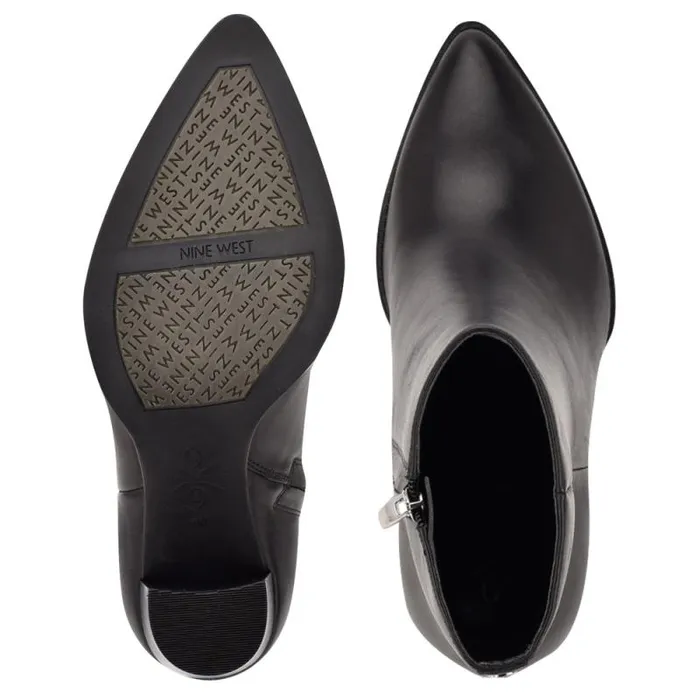 Tryme 92159 Heeled Booties Black Leather Women Nine West Boots and Booties Tryme 92159 Heeled Booties Black Leather Women Nine West Boots and Booties