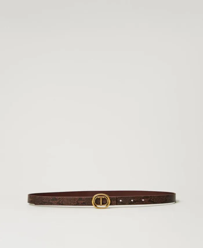 Twinset Belts Snake Print Reversible Belt Chocolate Malt Dark Chocolate Python Print 8211 Accessories