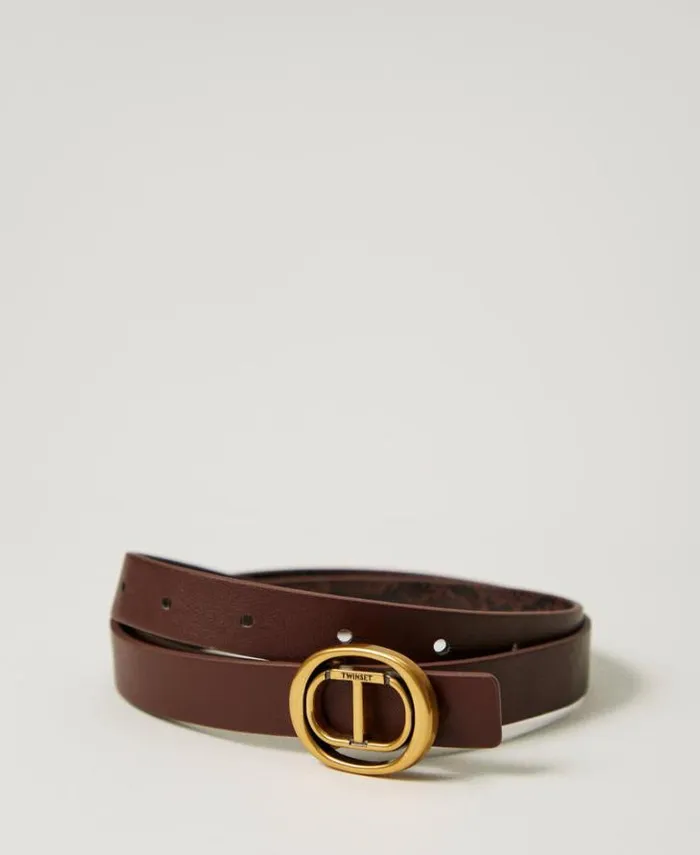 Twinset Belts Snake Print Reversible Belt Chocolate Malt Dark Chocolate Python Print 8211 Accessories