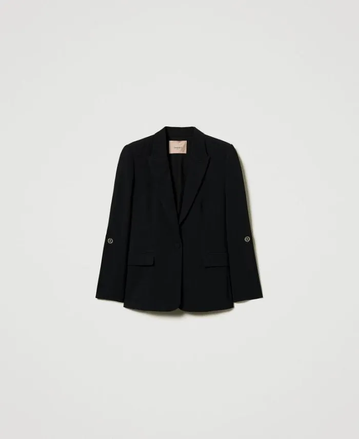 Twinset Blazers Cady Crpe Blazer With Cufflinks Black 8211 Clothing