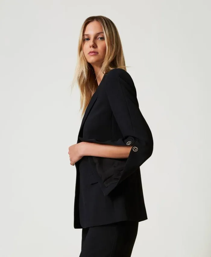 Twinset Blazers Cady Crpe Blazer With Cufflinks Black 8211 Clothing