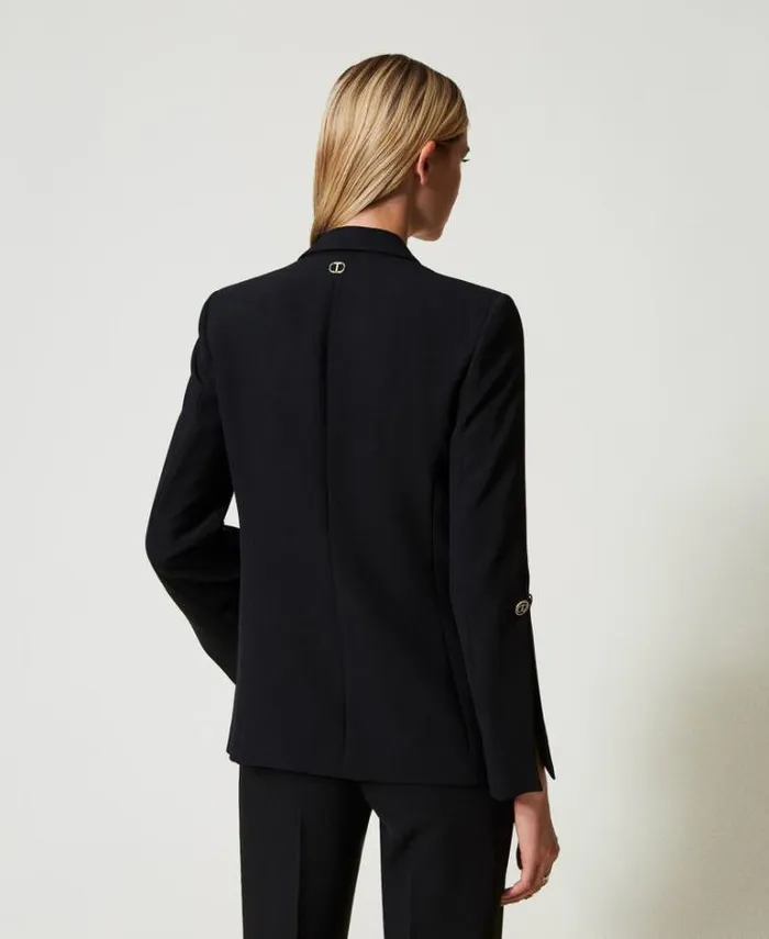 Twinset Blazers Cady Crpe Blazer With Cufflinks Black 8211 Clothing