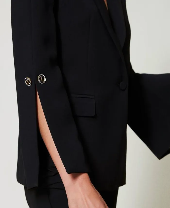 Twinset Blazers Cady Crpe Blazer With Cufflinks Black 8211 Clothing