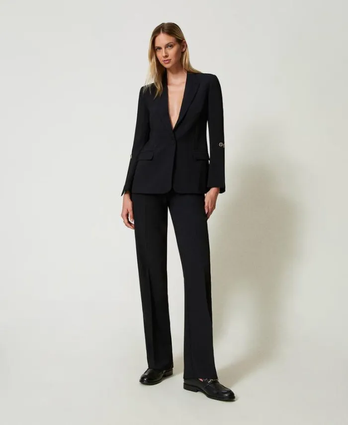 Twinset Blazers Cady Crpe Blazer With Cufflinks Black 8211 Clothing