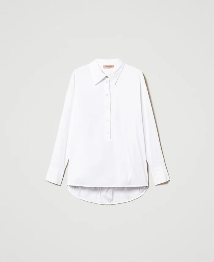 Twinset Blouses And Shirts Poplin Polo Blouse White 8211 Clothing