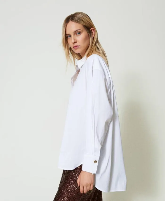 Twinset Blouses And Shirts Poplin Polo Blouse White 8211 Clothing