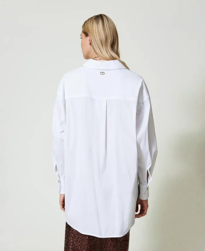 Twinset Blouses And Shirts Poplin Polo Blouse White 8211 Clothing
