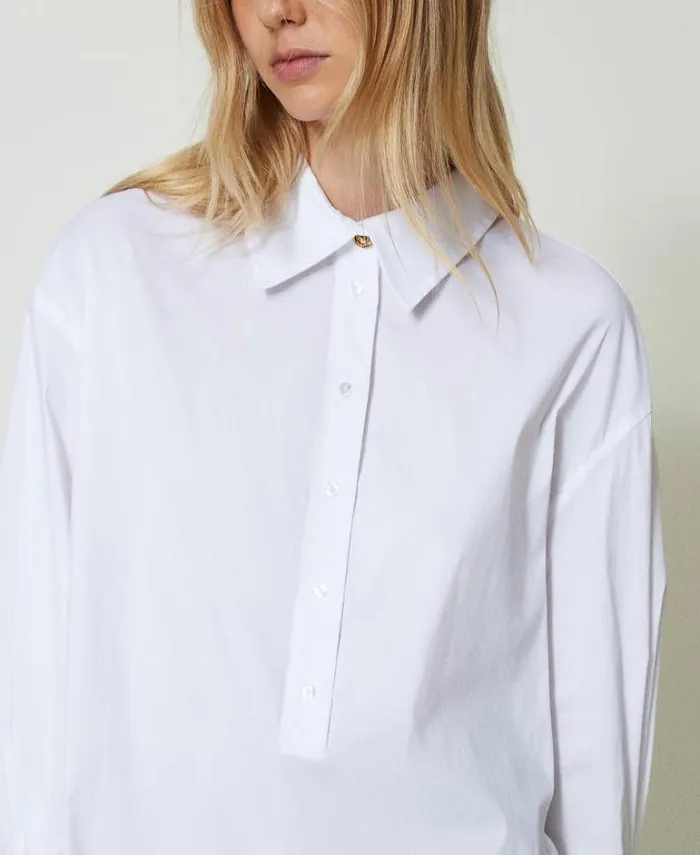 Twinset Blouses And Shirts Poplin Polo Blouse White 8211 Clothing
