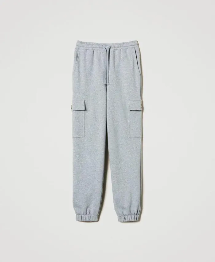 Twinset Cargo Trousers Plush Fabric Joggers With Oval T Medium Gray Mlange 8211 Clothing