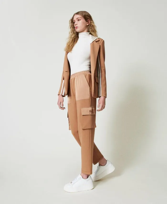 Twinset Cargo Trousers Scuba Fabric And Satin Cargo Trousers Caramel Camel 8211 Clothing
