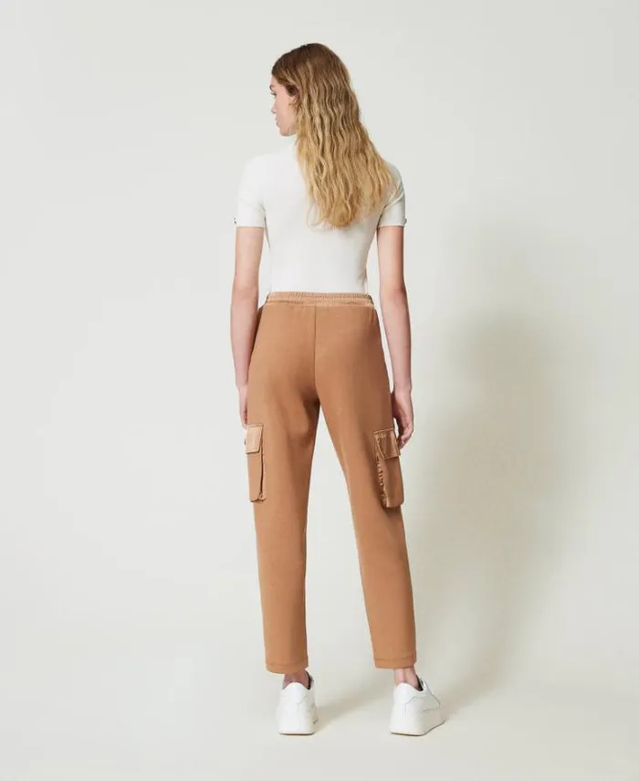 Twinset Cargo Trousers Scuba Fabric And Satin Cargo Trousers Caramel Camel 8211 Clothing